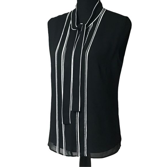 White House Black Market Tops - WHBM Black Sleeveless Top with Self Tie Neckline